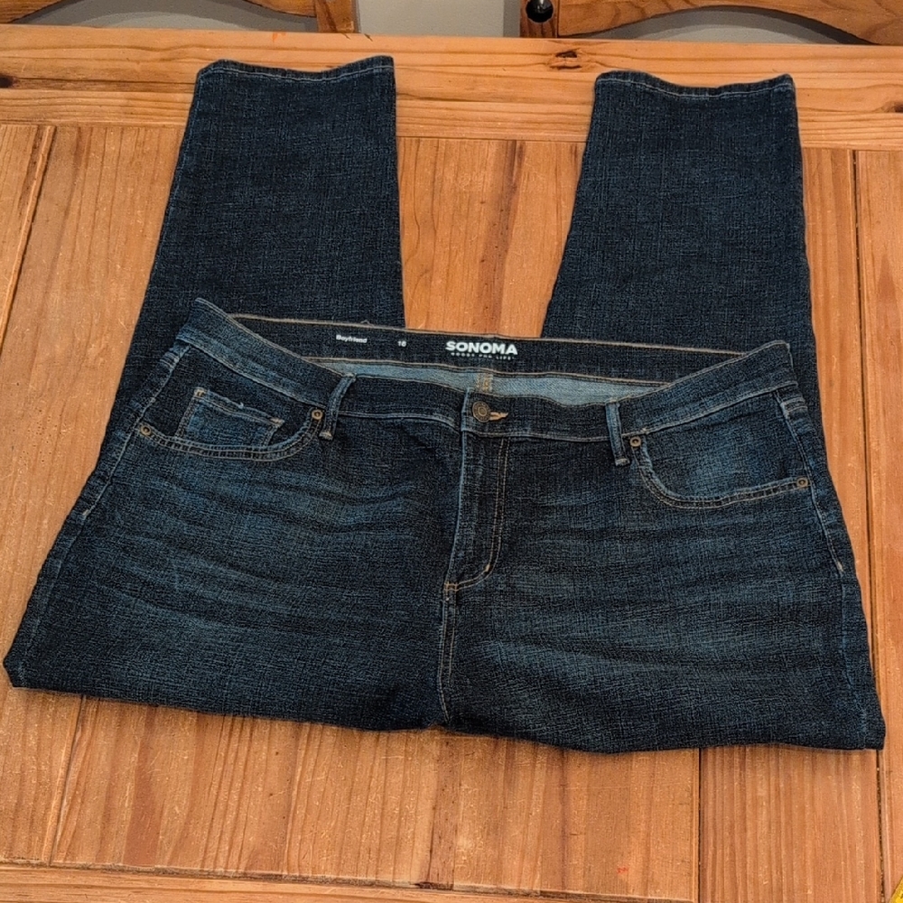 Women's Dark Blue Wash Sonoma Boyfriend Jeans, Size 18